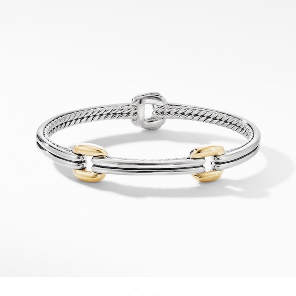 David Yurman Thoroughbred Double Link Bracelet with 18K Yellow Gold